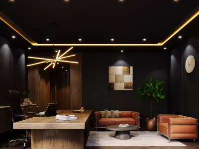 Modern executive Home Office Interior 3D model