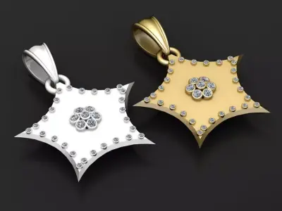  gold star pendant  3D printable model  3D print model