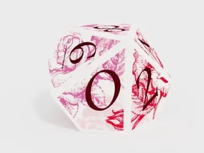 Rose pattern dice set Low-poly 3D model