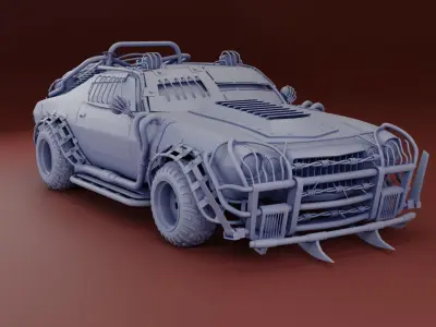 Post Apocalyptic 1970 Chevrolet Camaro Mid-Poly 3D model Low-poly 3D model