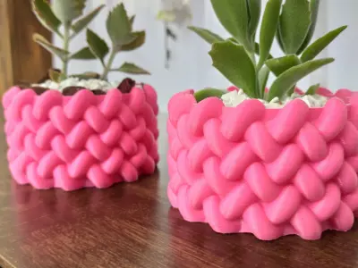 TEXTURED ROPE VASE DECORATIVE PLANT POT 3D print model