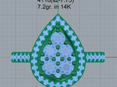 Pear Halo Ring 4118 3D print model