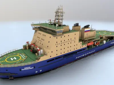Icebreaker LK-25 Viktor Chernomyrdin Low-poly 3D model