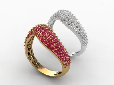 curvy printable diamond ring 3D print model