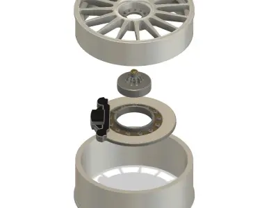 3d printable Audi DTM 2009 wheel with brake discs 3D print model