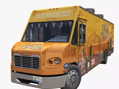 Street food truck Low-poly 3D model