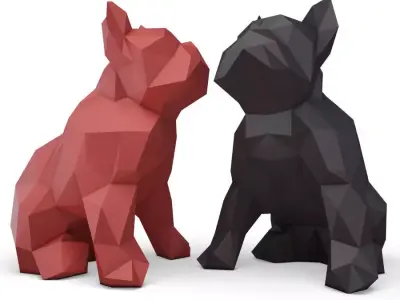 Origami Bulldog Sculpture marokka 3D model