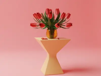 Tulips Vase Low-poly 3D model purchase