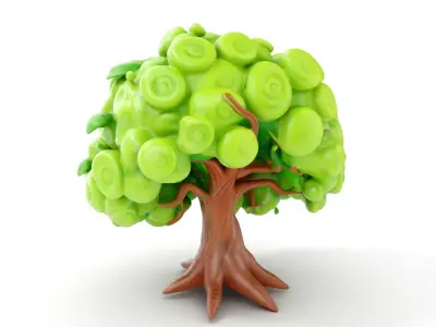 Curly Tree Cartoon Style D Model Pack Low-poly 3D model