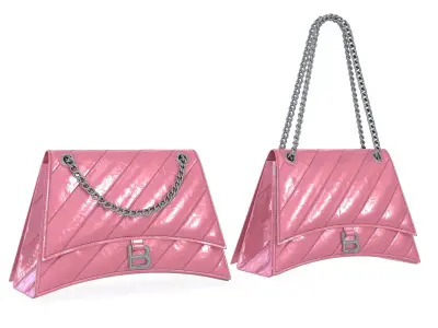 Balenciaga Crush Medium Chain Bag Quilted Pink Low-poly 3D model
