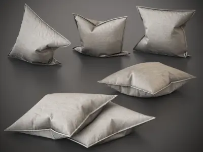 Pillow Set bean bag Low-poly 3D model