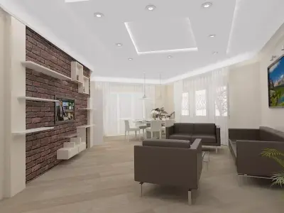 living room  dining room 3D model