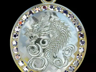 dragon round pendant 3D print model