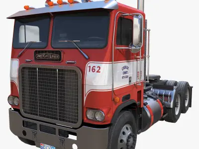 Freightliner Powerliner semitrucks 3D Model Collection