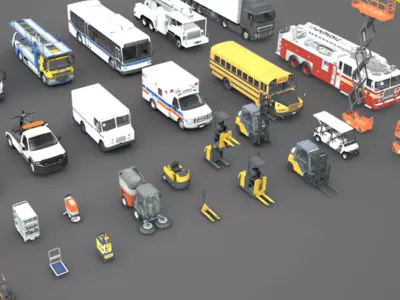 vehicles   engineering vehicles    fire engines and cleaning 3D model