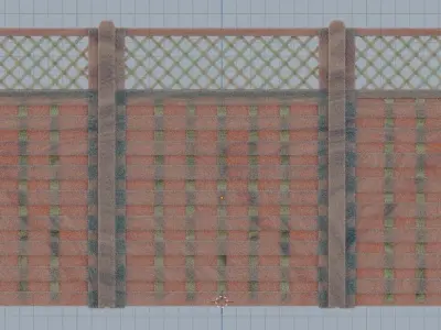 Wooden Garden Fence Free low-poly 3D model