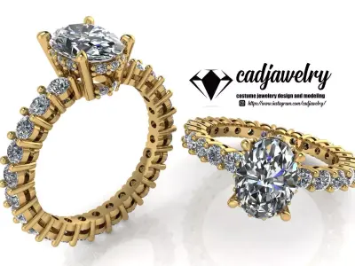 Ring diamond engagement gold 3D print model