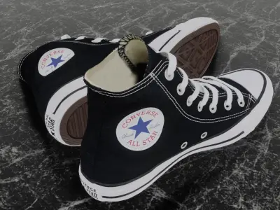 CONVERSE 3D SHOES - BLACK HIGH 2 Low-poly 3D model