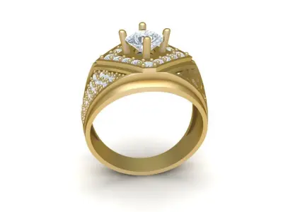 Luxury Diamond Cross Crown Men Ring 574 3D print model