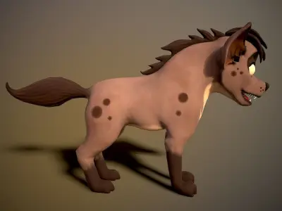 cartoon hyena Low-poly 3D model