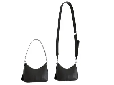 Prada Padded Nappa leather Re-Edition Shoulder Bag Black Low-poly 3D model