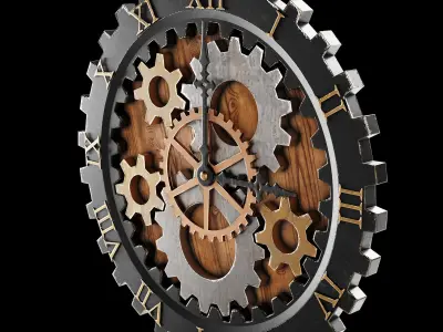 Clock with gears 3D model
