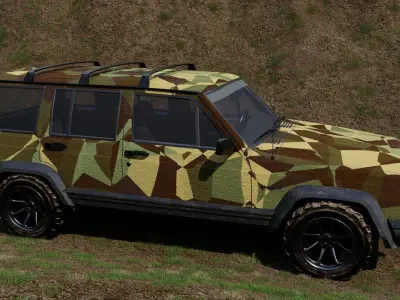 Military Jeep and forest environment 3D model