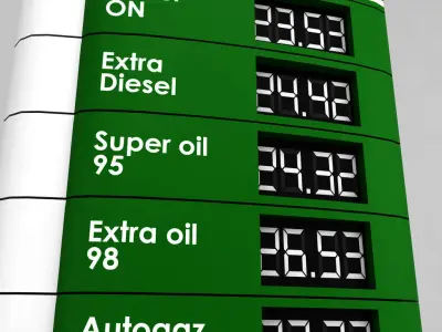 Gas station price sign totem low poly 04 Low-poly 3D model