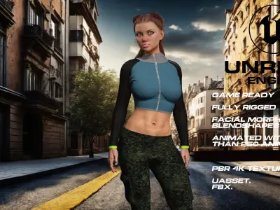 Fitness girl full rigged - game ready - animated Low-poly 3D model