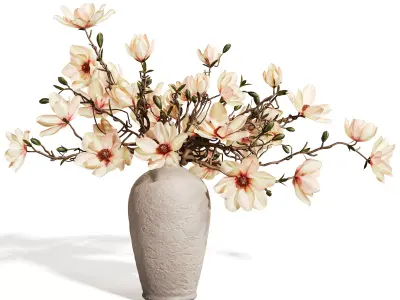  Ikebana Inspired Decorative Magnolia Bouquet 3D model