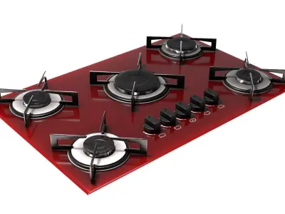 Red Stove Cooktop 3D model