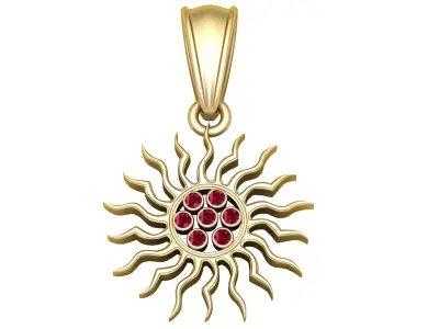Gold Sunburst Pendant 3D print model