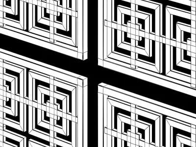 Arabic Islamic pattern wood decorative plaster 3D model 2