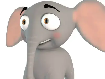 Cartoon Cute Elephant Low-poly 3D model