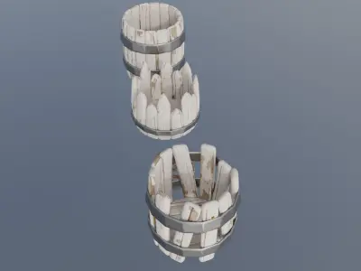 Stylized Low Poly Barrel Pack - Game Ready - 4 Unique Props Low-poly 3D model