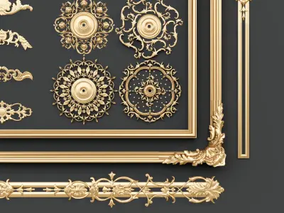 Classic carvings moldings and gypsum cornice 2 3D model