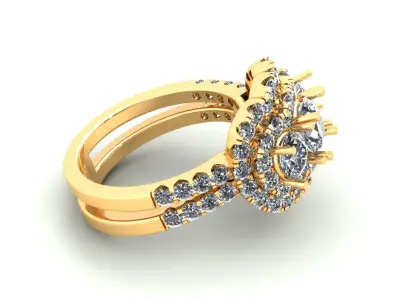 Three Stone Pav Set Wedding Ring 399 3D print model