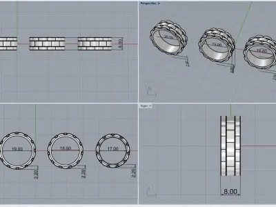 wedding ring 3D print model 9