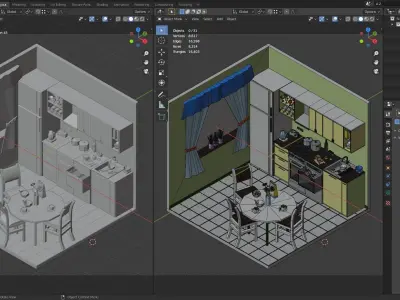 Simple apartment interiors pack 2 Low-poly 3D model
