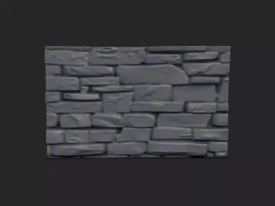 Heavy Patina Stone Wall Asset 3D model