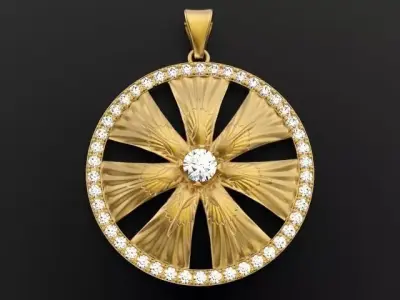 Pendant wheel art nouveau 3D print model