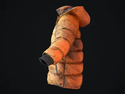 Dirty winter jacket Low-poly 3D model