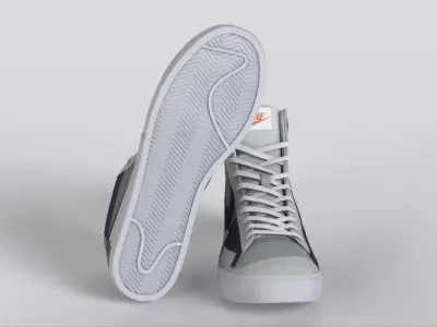A Greyscale Aesthetic Looms Over The Nike Blazer Mid 77  Low-poly 3D model