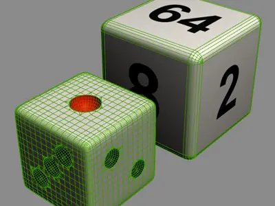 Lowpoly Dice with four numbers Free low-poly 3D model