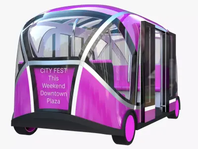 Autonomous City Shuttle Bus pink 3D model