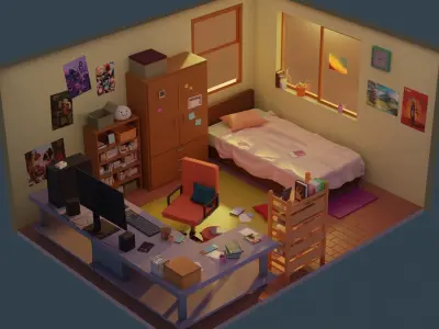 Diorama Room Low-poly 3D model