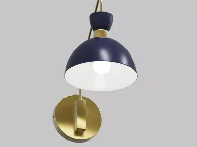 Modern wall lamp with golden base and blue lampshade Free 3D model