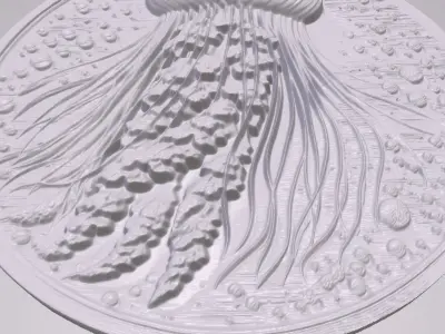 Jellyfish 1 basrelief for 3D printing 3D print model