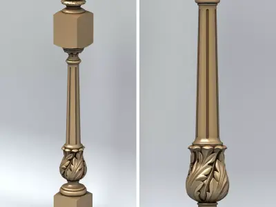 Newel post 001 3D model