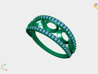 Women Ring Diamond Stone STL 3DM Lightweight Printable 3D print model 77